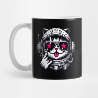 Cat in astronaut helmet with pink stars Mug